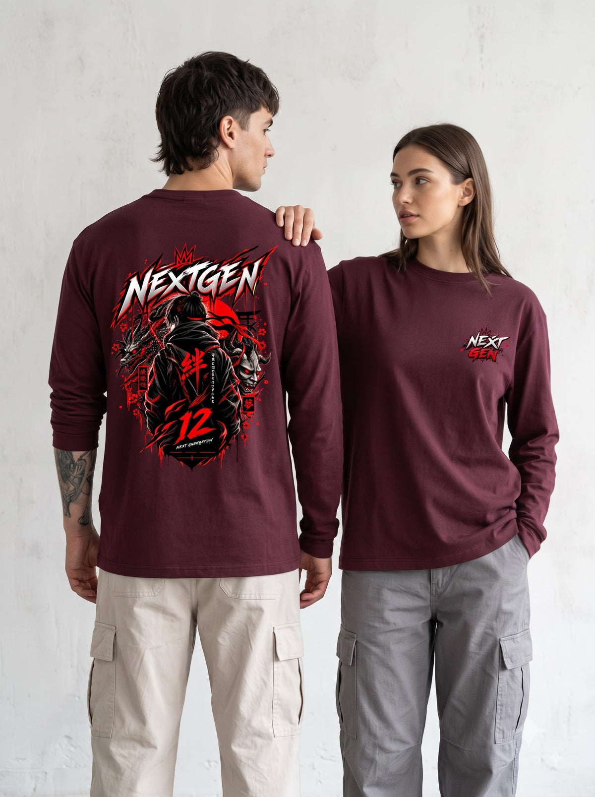 Anime Dragon Demon Mask Full Sleeve T-Shirt