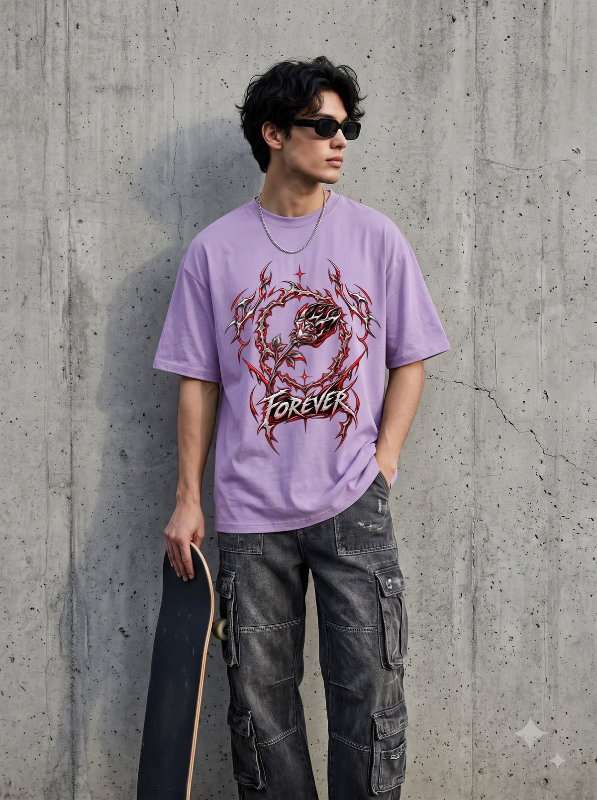 Urban Streetwear Tribal Rose Graphic Classic Crew T-Shirt