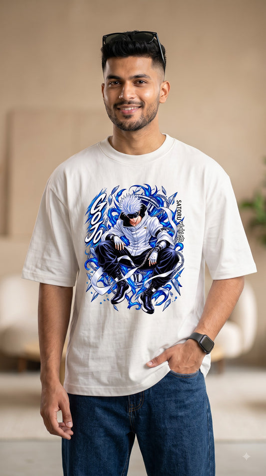 Japanese Anime Satoru Gojo Black Oversized T-Shirt