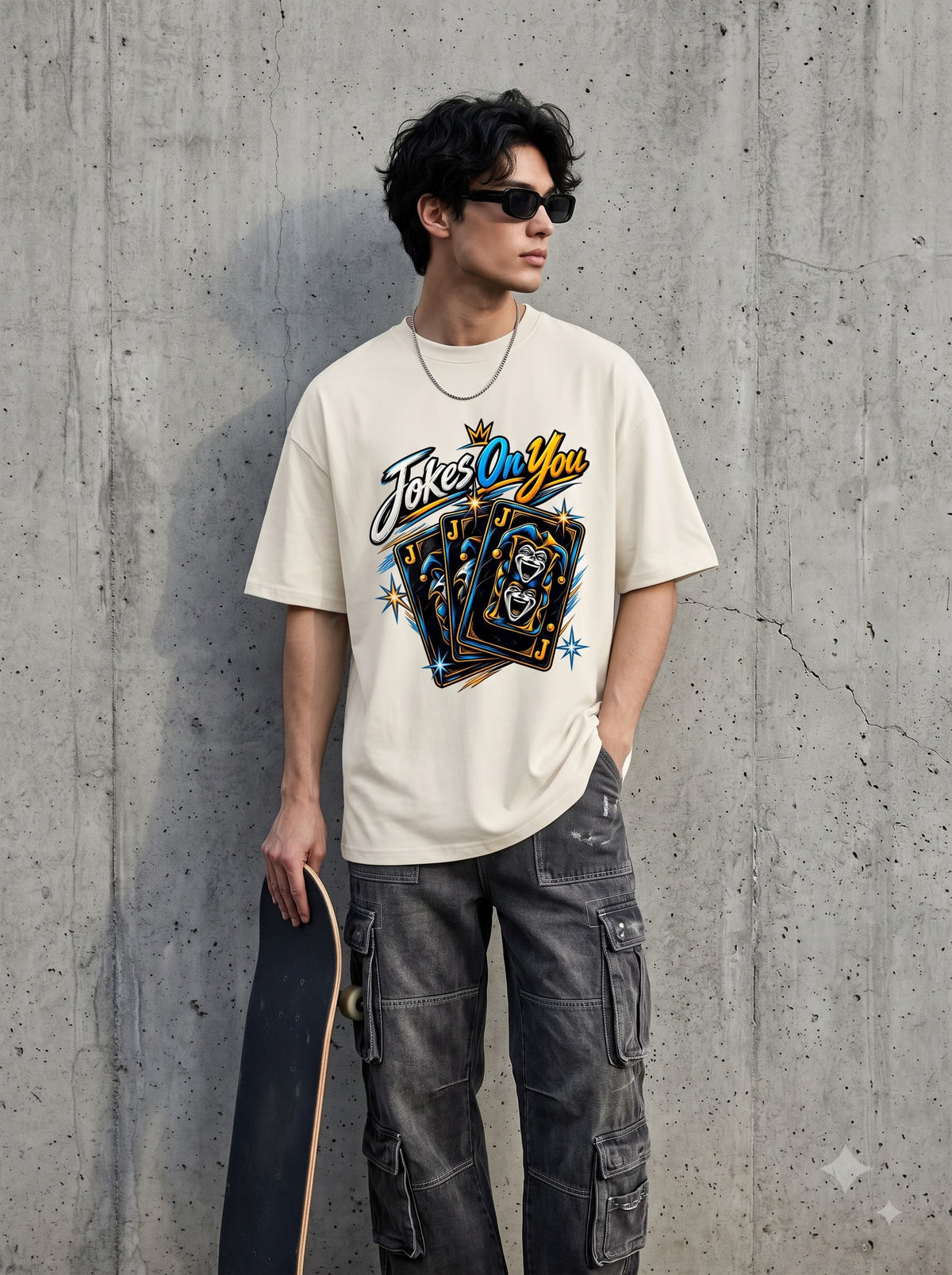 Streetwear Joker Playing Card Graphic Classic Crew T-Shirt
