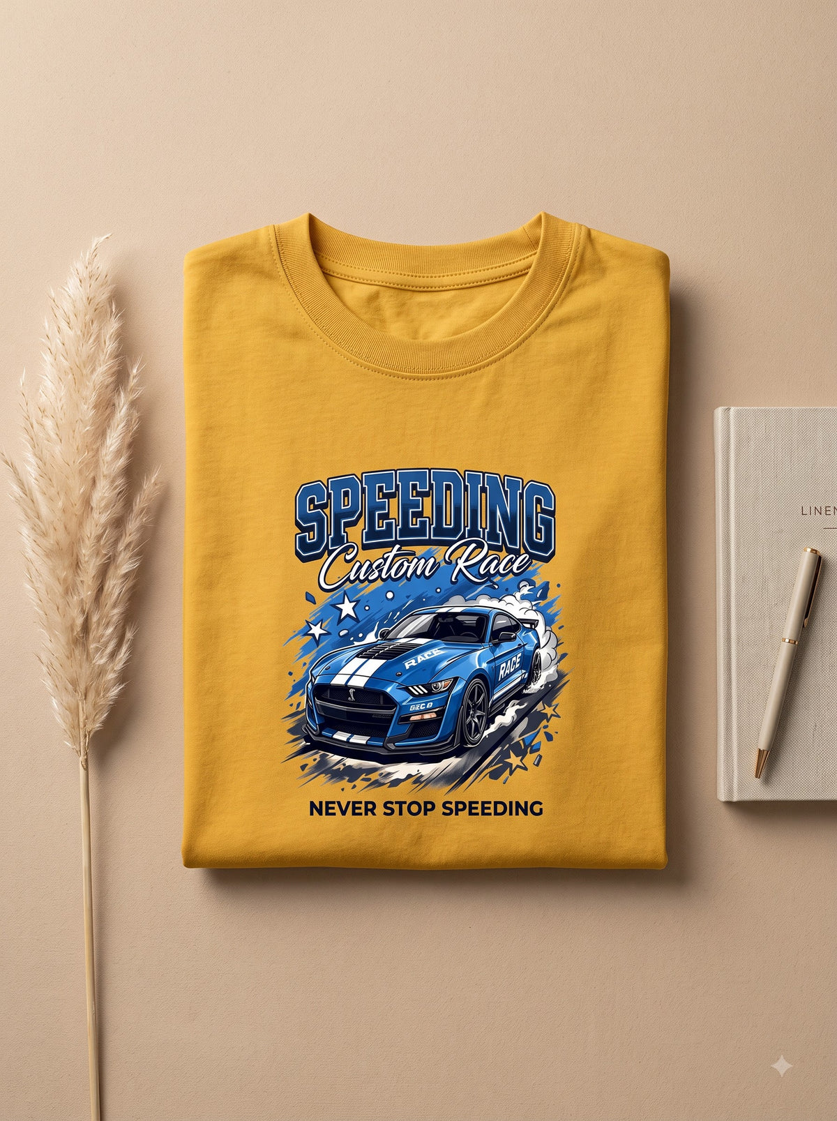 Never Stop Speeding Graphic T-Shirt - Premium Cotton Crew Neck