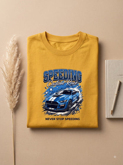 Never Stop Speeding Graphic T-Shirt - Premium Cotton Crew Neck