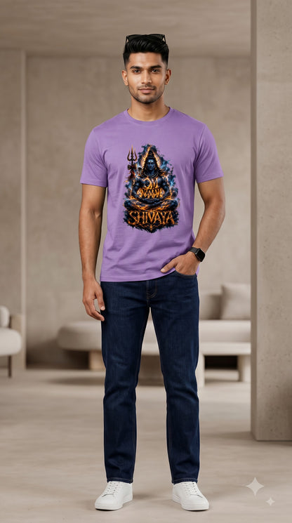 Om Namah Shivaya Lord Shiva Fiery Art Cotton Classic Crew T-Shirt