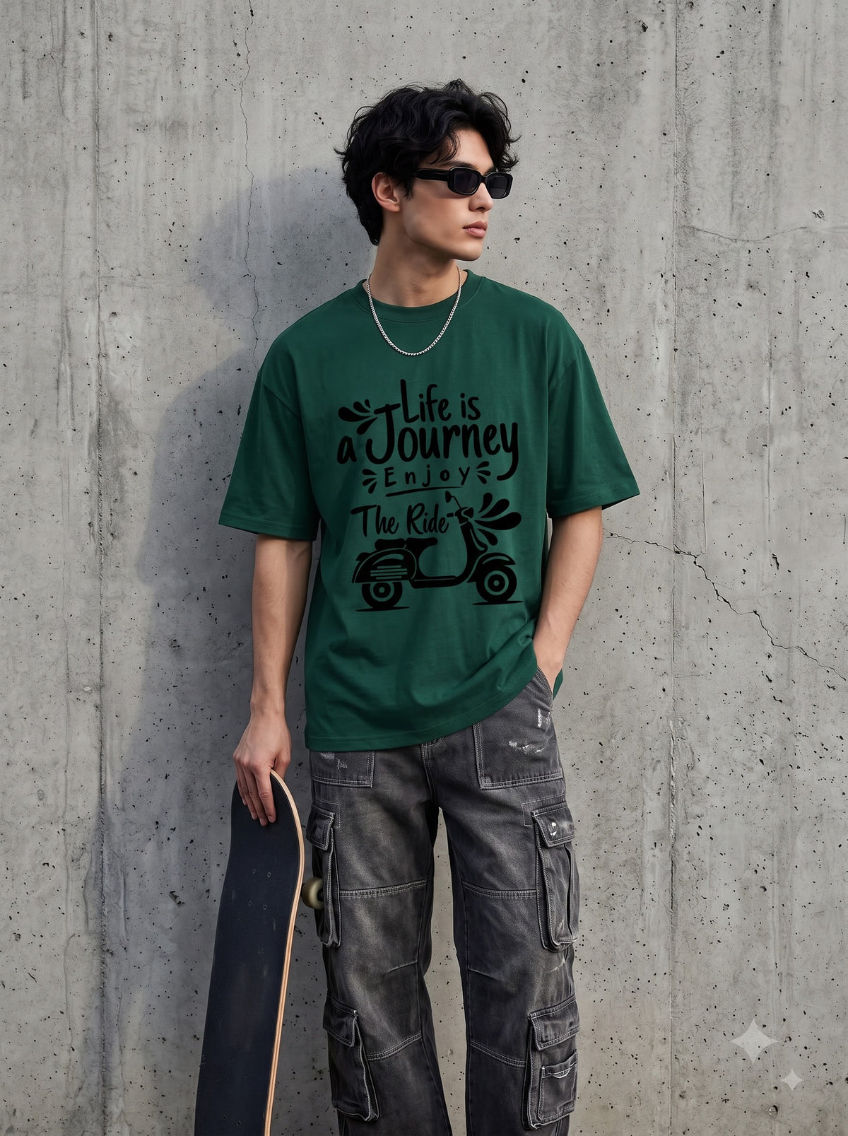 Cute Scooter Travel Quote White Oversized Crewneck T-Shirt