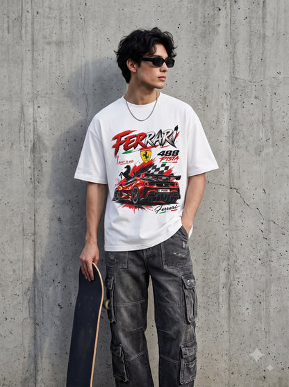 Ferrari 488 Racing Graphic Oversized Standard T-Shirt