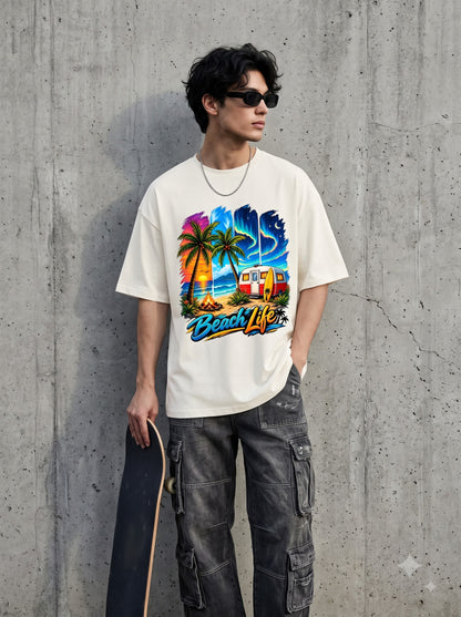 Beach Life Retro Surf Van  Classic Crew T-Shirt