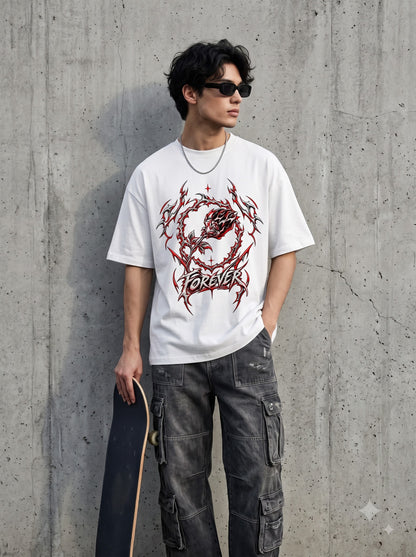 Urban Streetwear Tribal Rose Graphic Classic Crew T-Shirt