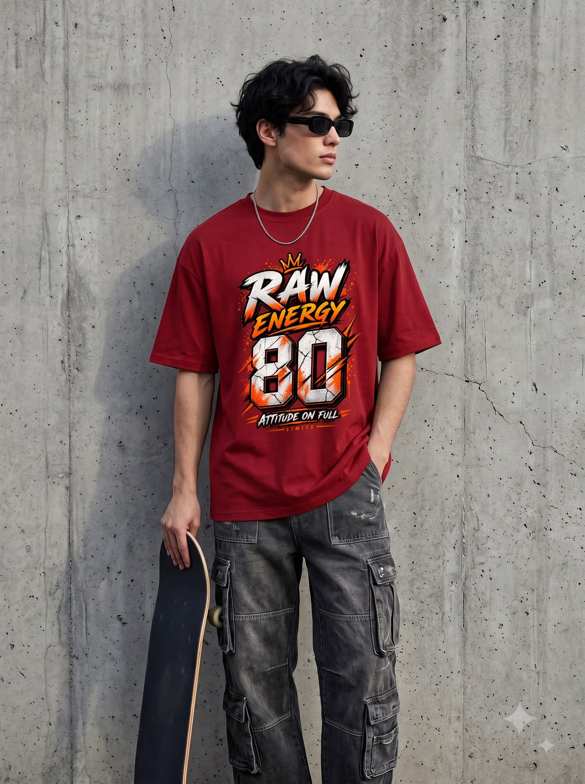 Streetwear Number 80 Graffiti Heavyweight Oversized Classic T-Shirt