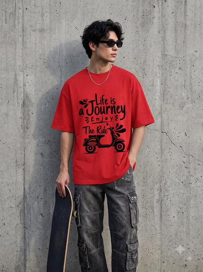 Cute Scooter Travel Quote White Oversized Crewneck T-Shirt