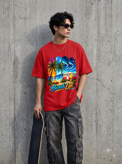 Beach Life Retro Surf Van  Classic Crew T-Shirt