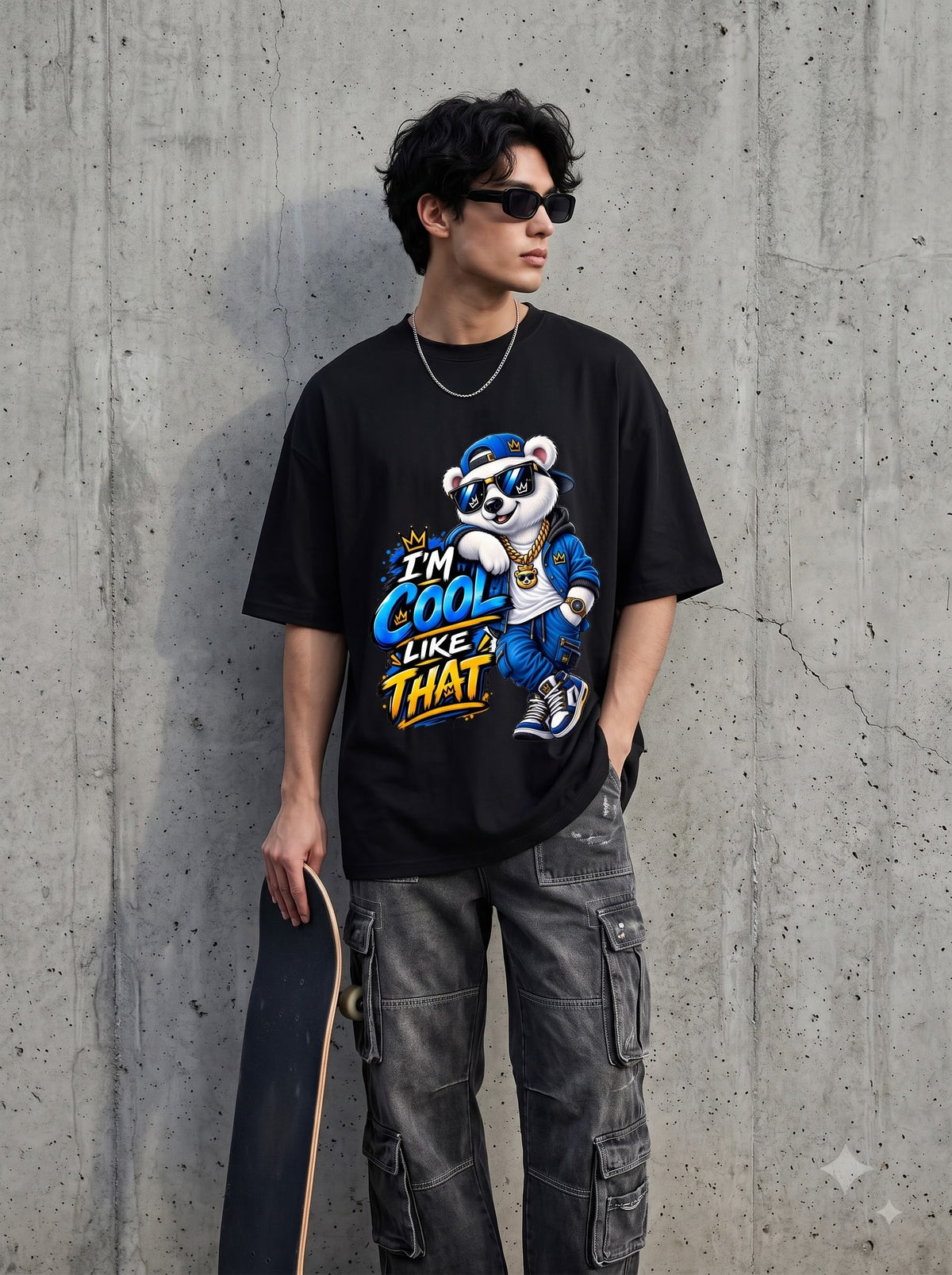 I'm Cool Like That Bear Graphic Heavyweight Oversized Classic T-Shirt