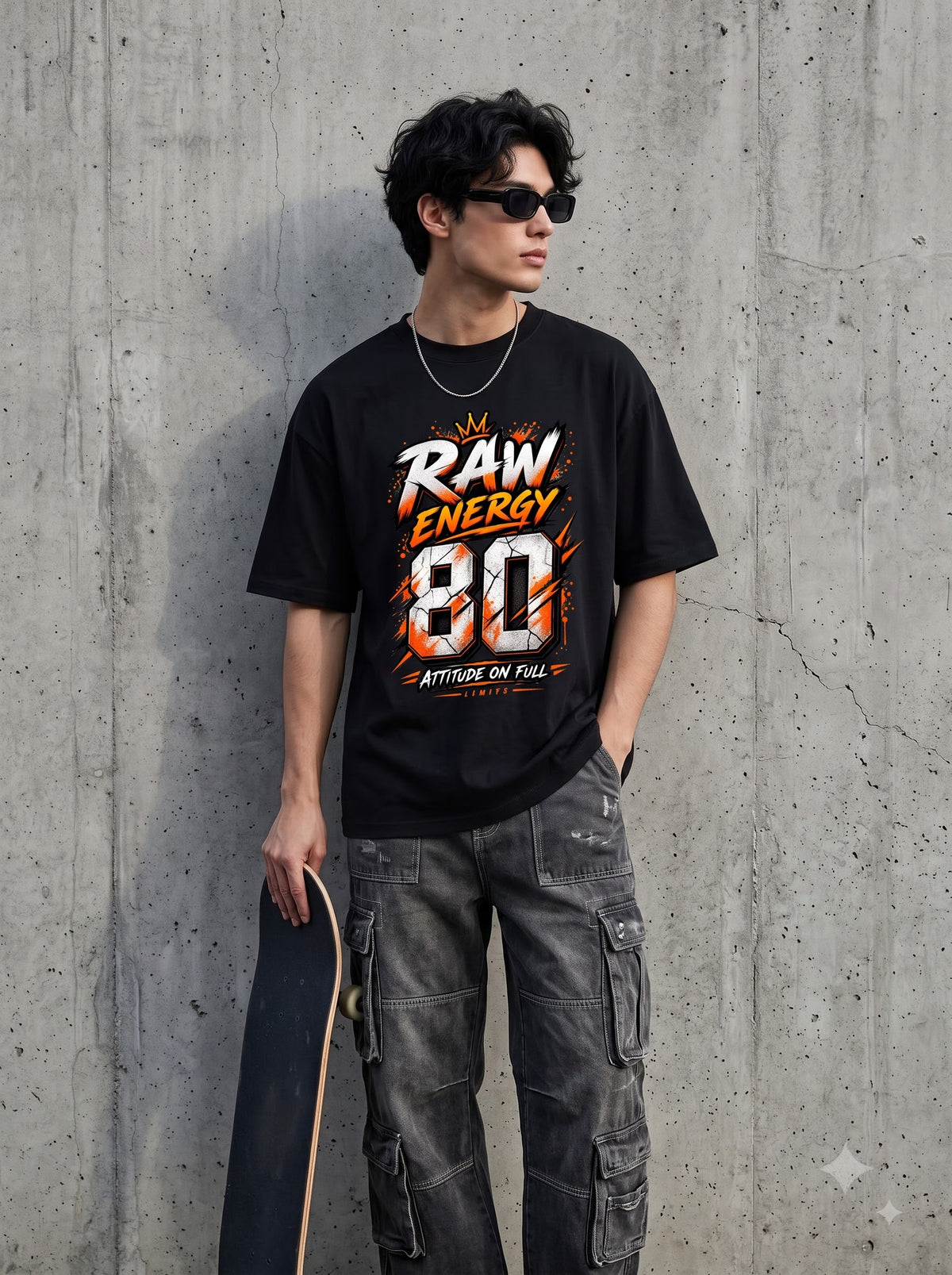 Streetwear Number 80 Graffiti Heavyweight Oversized Classic T-Shirt