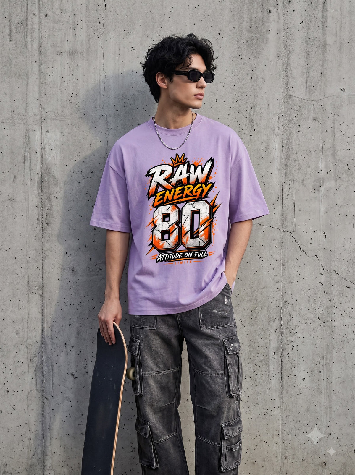 Streetwear Number 80 Graffiti Heavyweight Oversized Classic T-Shirt