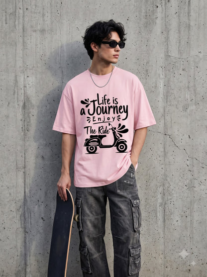 Cute Scooter Travel Quote White Oversized Crewneck T-Shirt