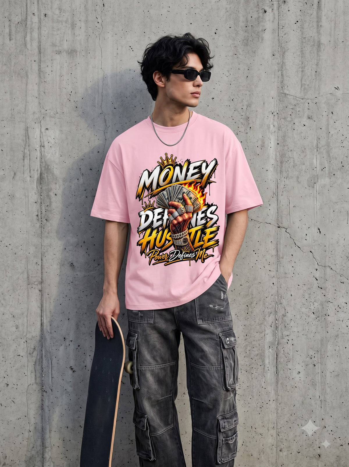 Modern Streetwear Money Defines Hustle Oversized Classic T-Shirt