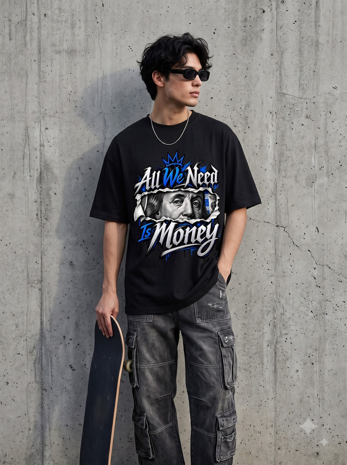 Streetwear Money Typography Oversized Classic T-Shirt