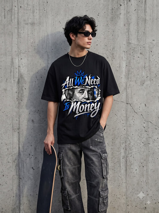 Streetwear Money Typography Oversized Classic T-Shirt