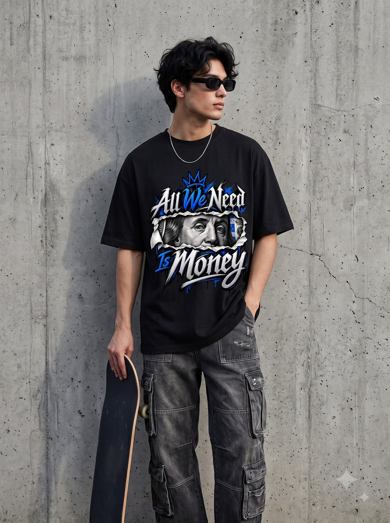 Streetwear Money Typography Oversized Classic T-Shirt