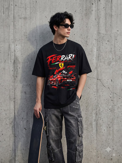 Ferrari 488 Racing Graphic Oversized Standard T-Shirt