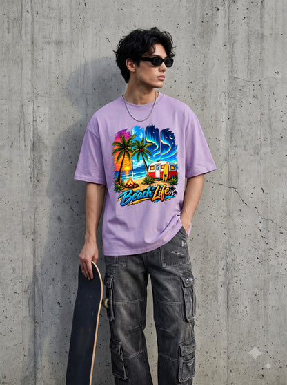 Beach Life Retro Surf Van  Classic Crew T-Shirt