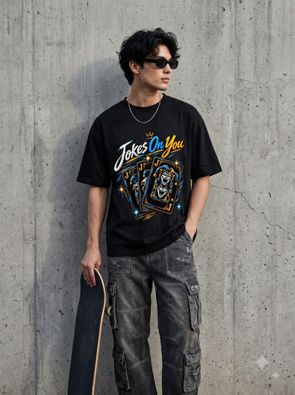 Streetwear Joker Playing Card Graphic Classic Crew T-Shirt