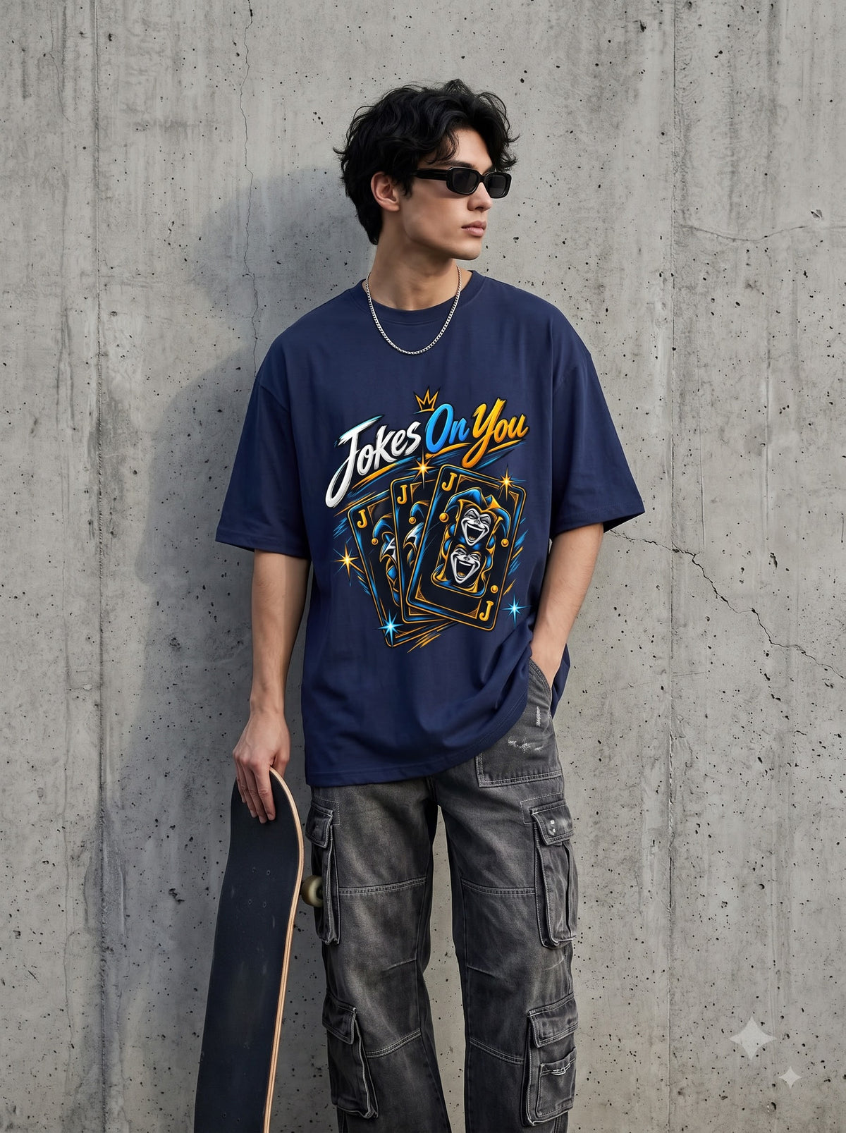 Streetwear Joker Playing Card Graphic Classic Crew T-Shirt
