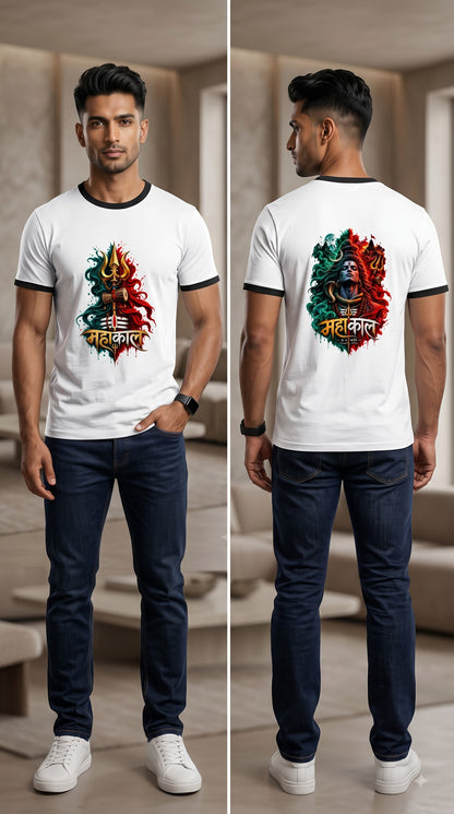 Mahakal Hindu Deity Graphic Retro Ringer T-Shirt