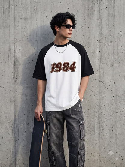 1984 Varsity Typography Oversized Raglan T-Shirt