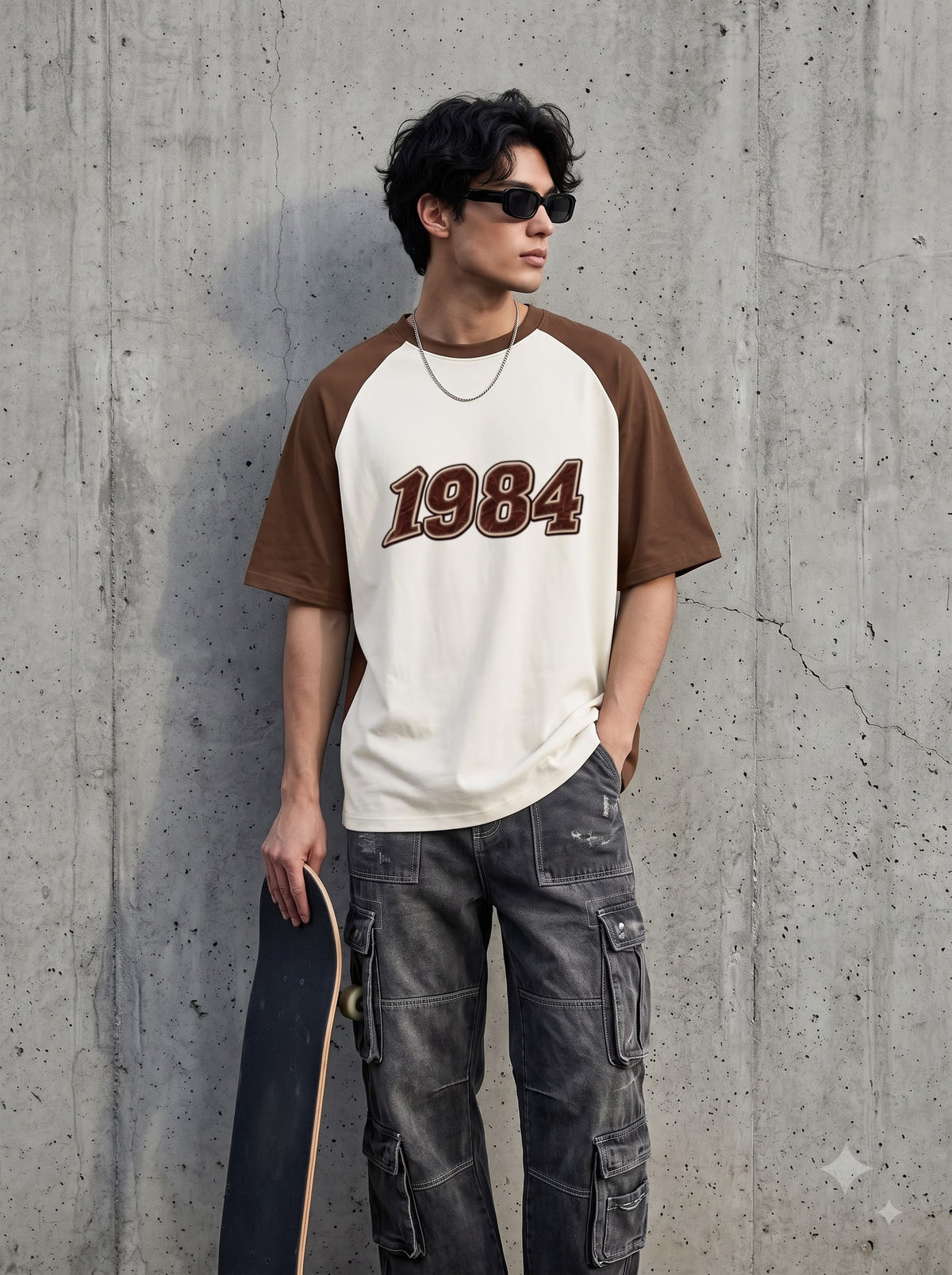 1984 Varsity Typography Oversized Raglan T-Shirt
