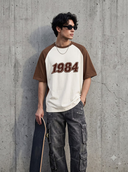 1984 Varsity Typography Oversized Raglan T-Shirt