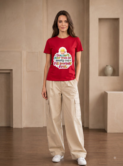 Self Care Quote Cute Coffee Cup Cotton Crewneck Shirt