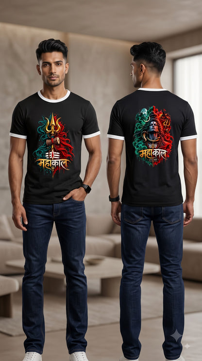 Mahakal Hindu Deity Graphic Retro Ringer T-Shirt