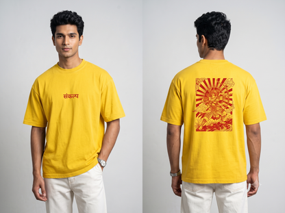 Sankalp Printed Mustard T-Shirt - Everyday Crew Neck