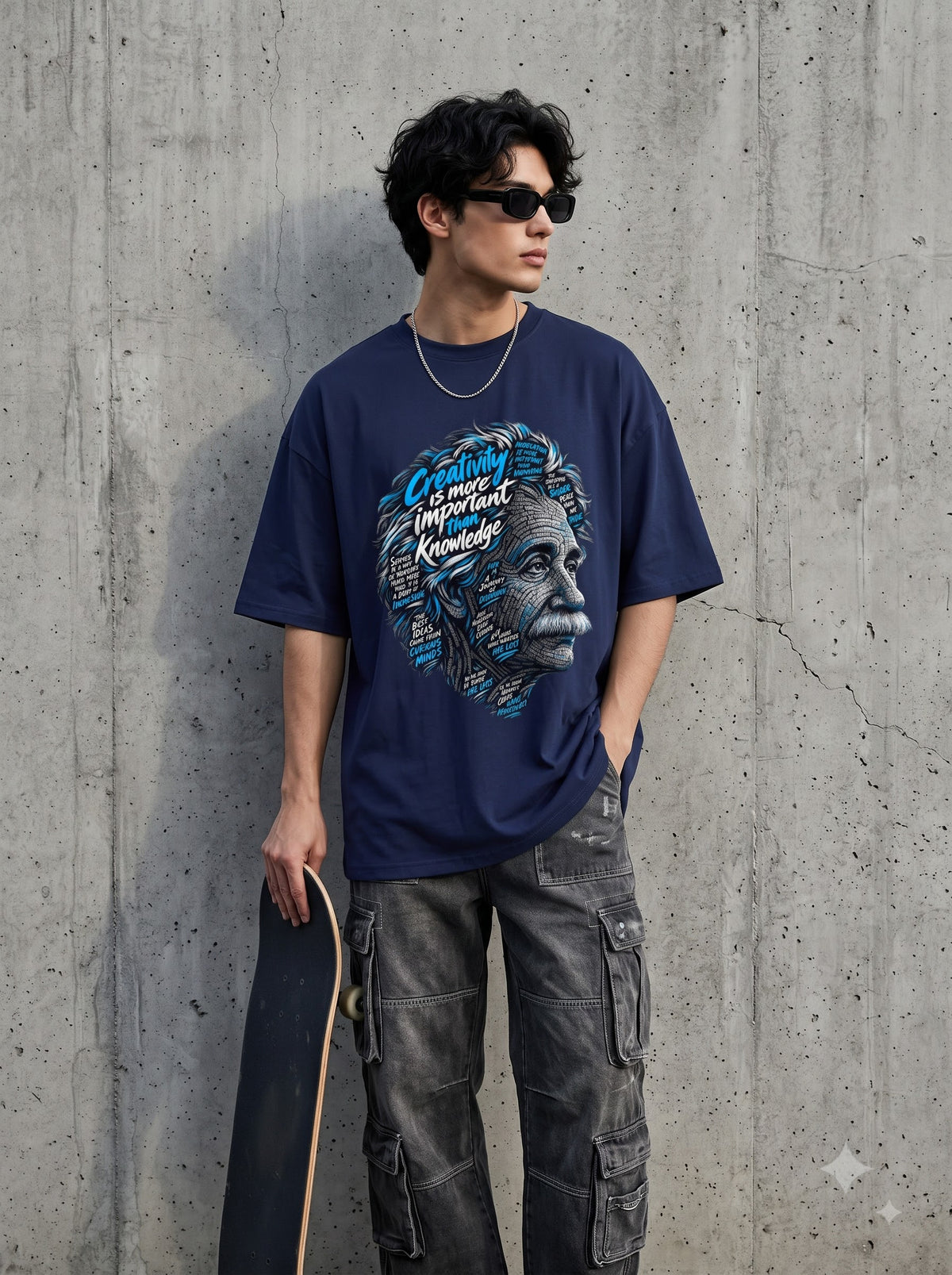 Genius Einstein Portrait Purple Classic Crew T-Shirt