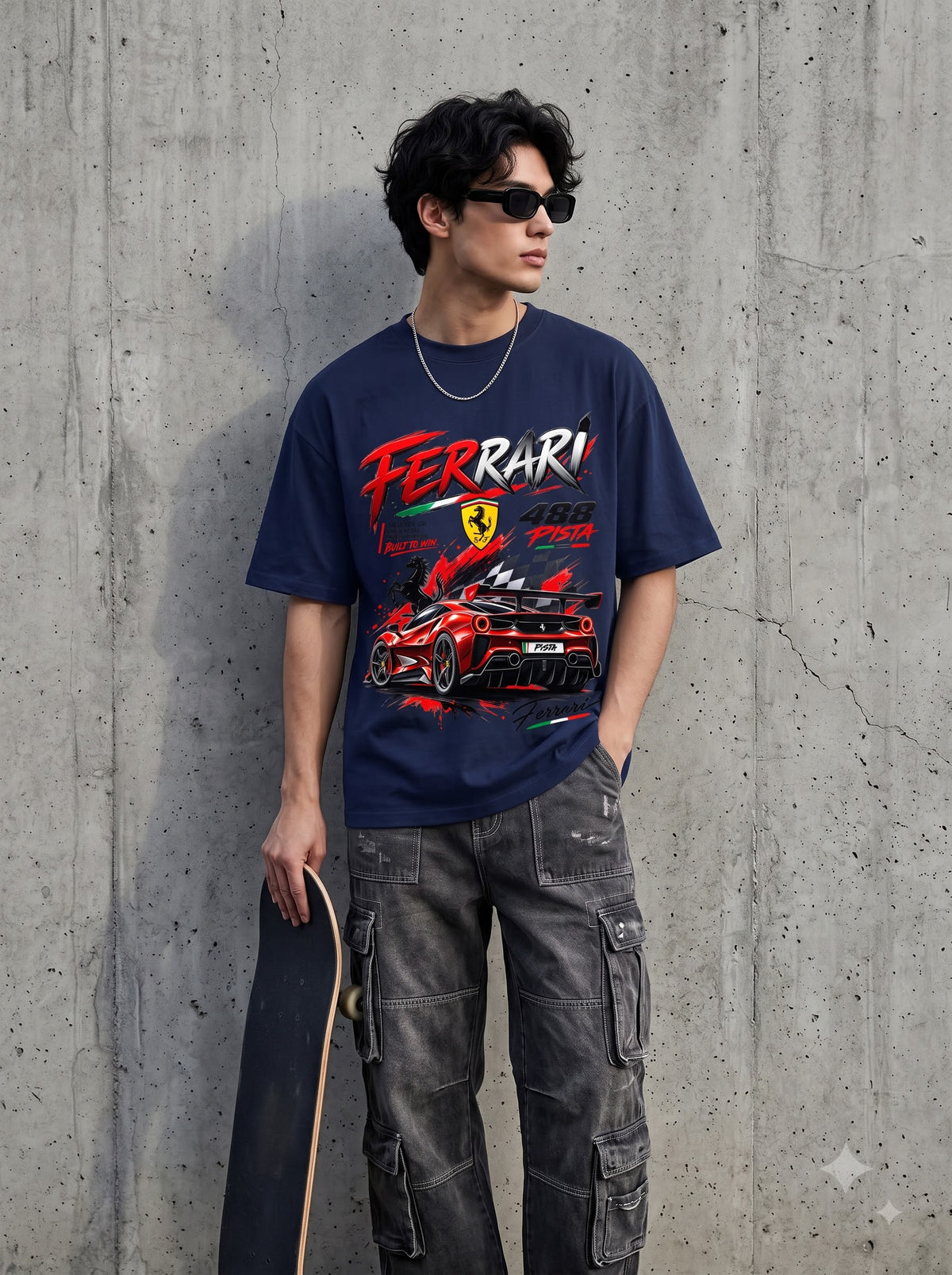 Ferrari 488 Racing Graphic Oversized Standard T-Shirt