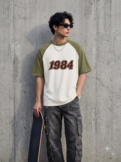 1984 Varsity Typography Oversized Raglan T-Shirt