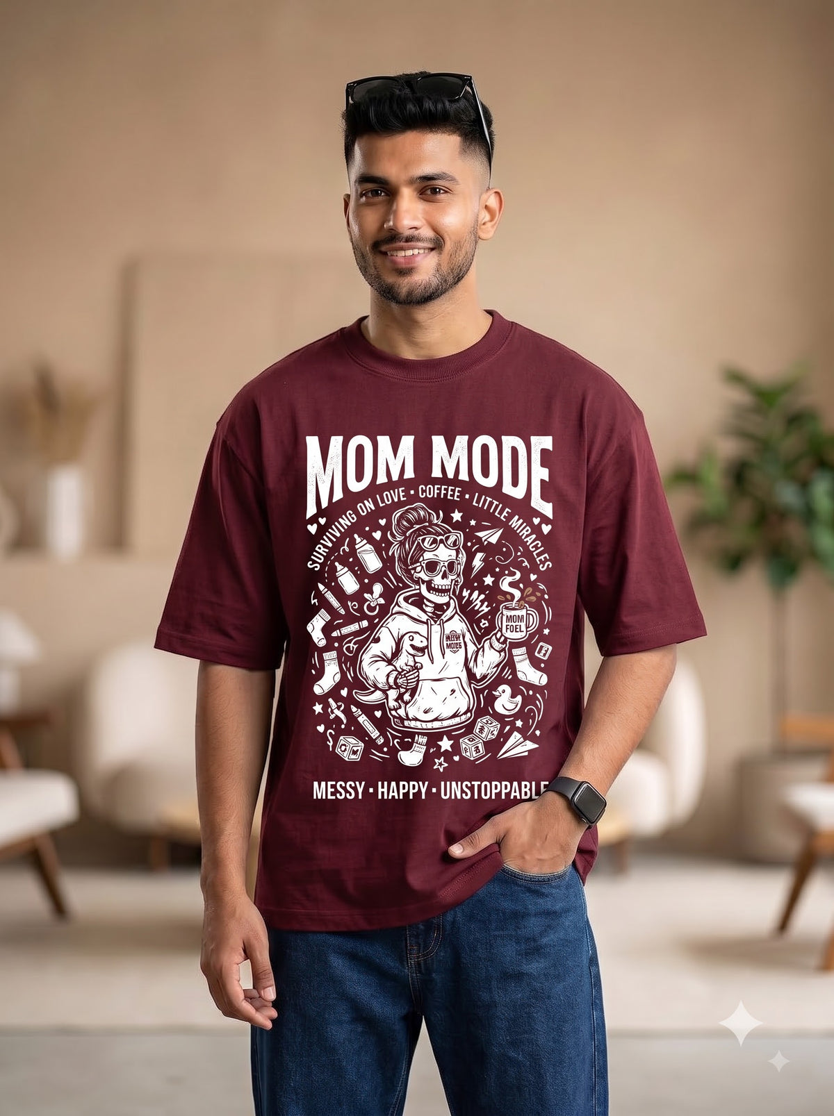 Mom Mode Coffee & Miracles Graphic Tee | Premium Cotton Terry