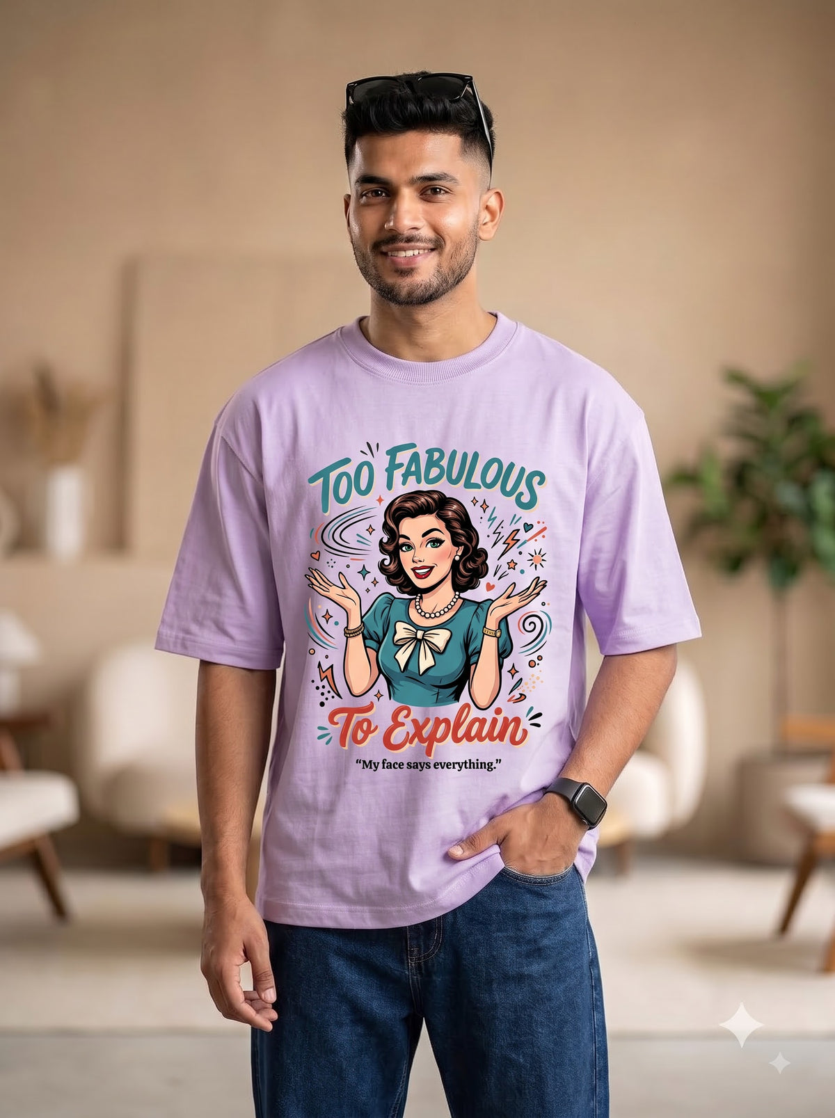 Retro Style Graphic Oversized T-Shirt | Too Fabulous To Explain