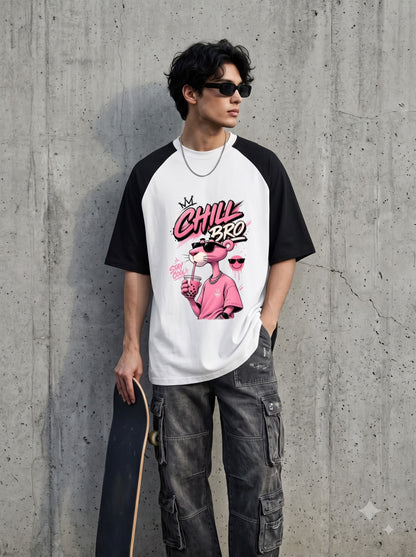 Premium Cotton Oversized Raglan T-Shirt with Panther Art