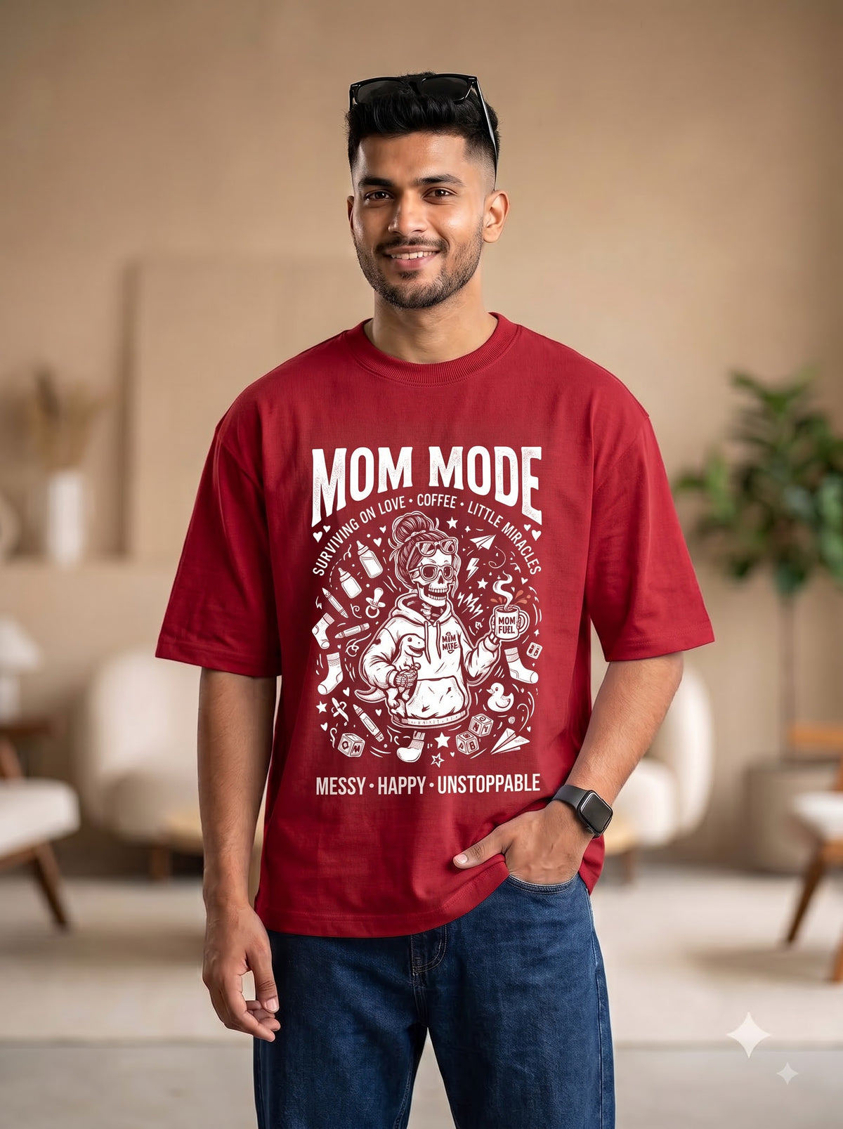 Mom Mode Coffee & Miracles Graphic Tee | Premium Cotton Terry