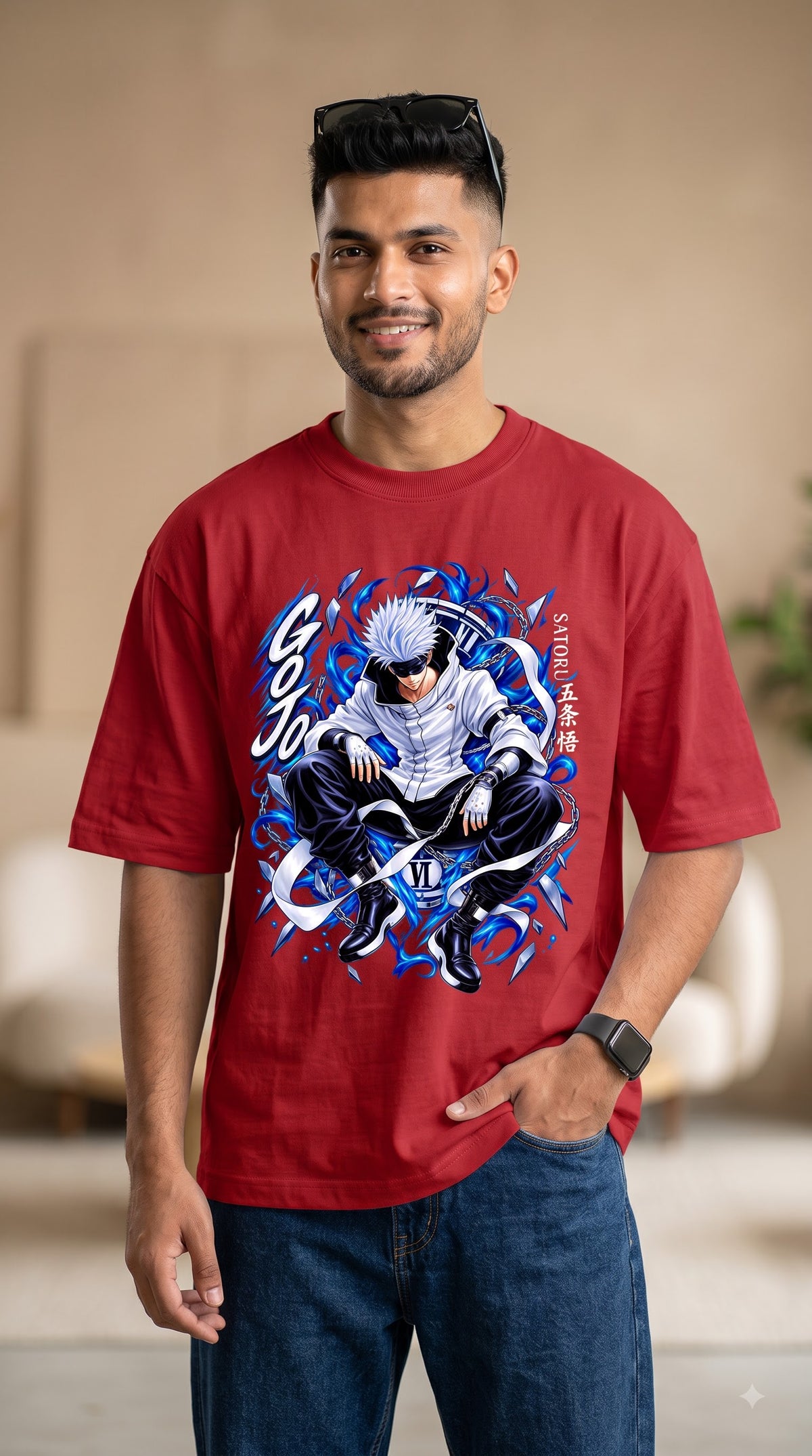 Japanese Anime Satoru Gojo Black Oversized T-Shirt