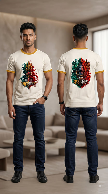 Mahakal Hindu Deity Graphic Retro Ringer T-Shirt
