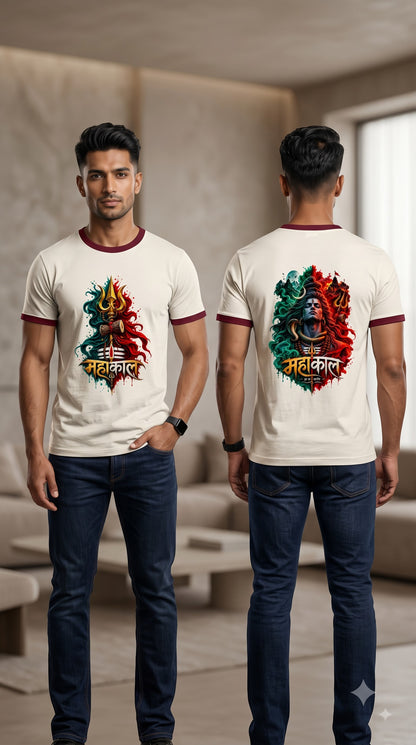 Mahakal Hindu Deity Graphic Retro Ringer T-Shirt