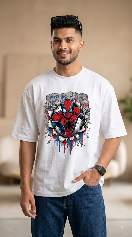 Spider Man Graphic Oversized Terry T-Shirt for Men & Women