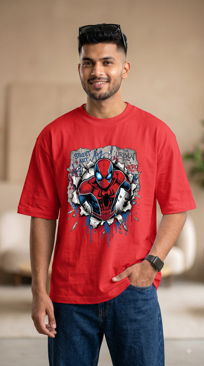 Spider Man Graphic Oversized Terry T-Shirt for Men & Women
