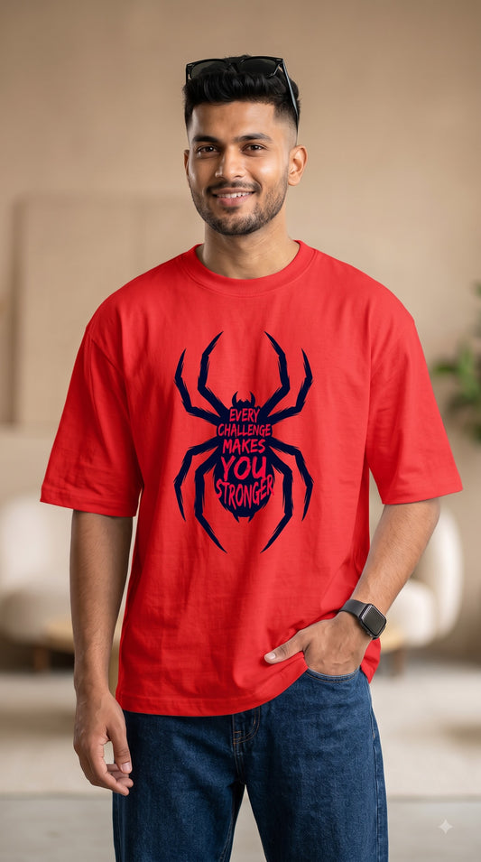 Streetwear Typography Spider Design Heavyweight Oversized Tee