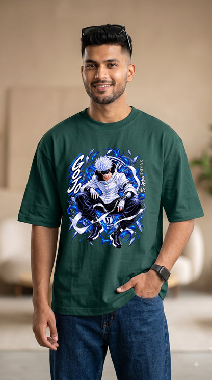 Japanese Anime Satoru Gojo Black Oversized T-Shirt