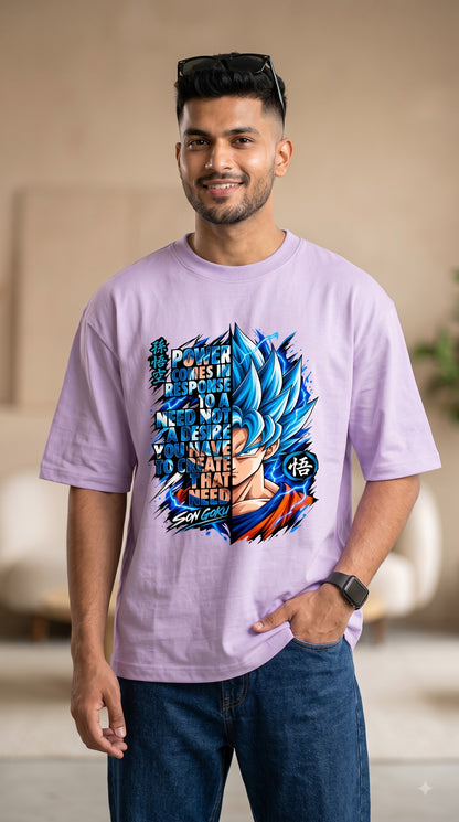 Son Goku Power Quote Anime Graphic Oversized Terry T-Shirt