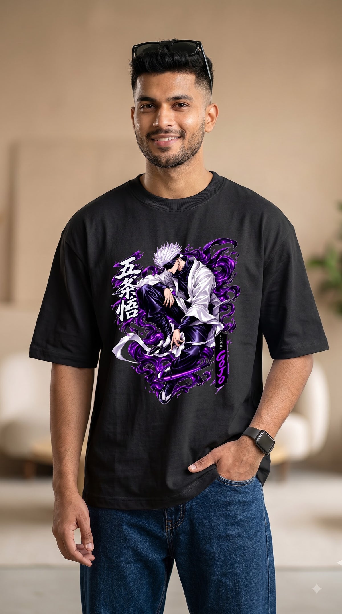 Satoru Gojo Anime Oversized Terry T-Shirt