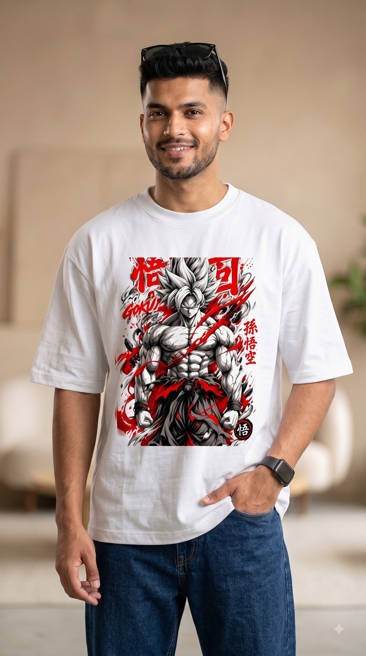 Anime Fan Son Goku Ultra Instinct Terry Oversized T-Shirt